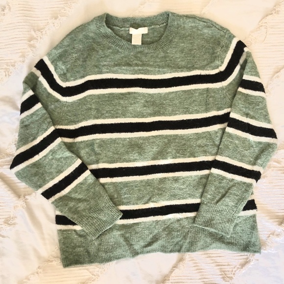 H&M Green Striped Sweater - Size XS - Picture 3 of 5